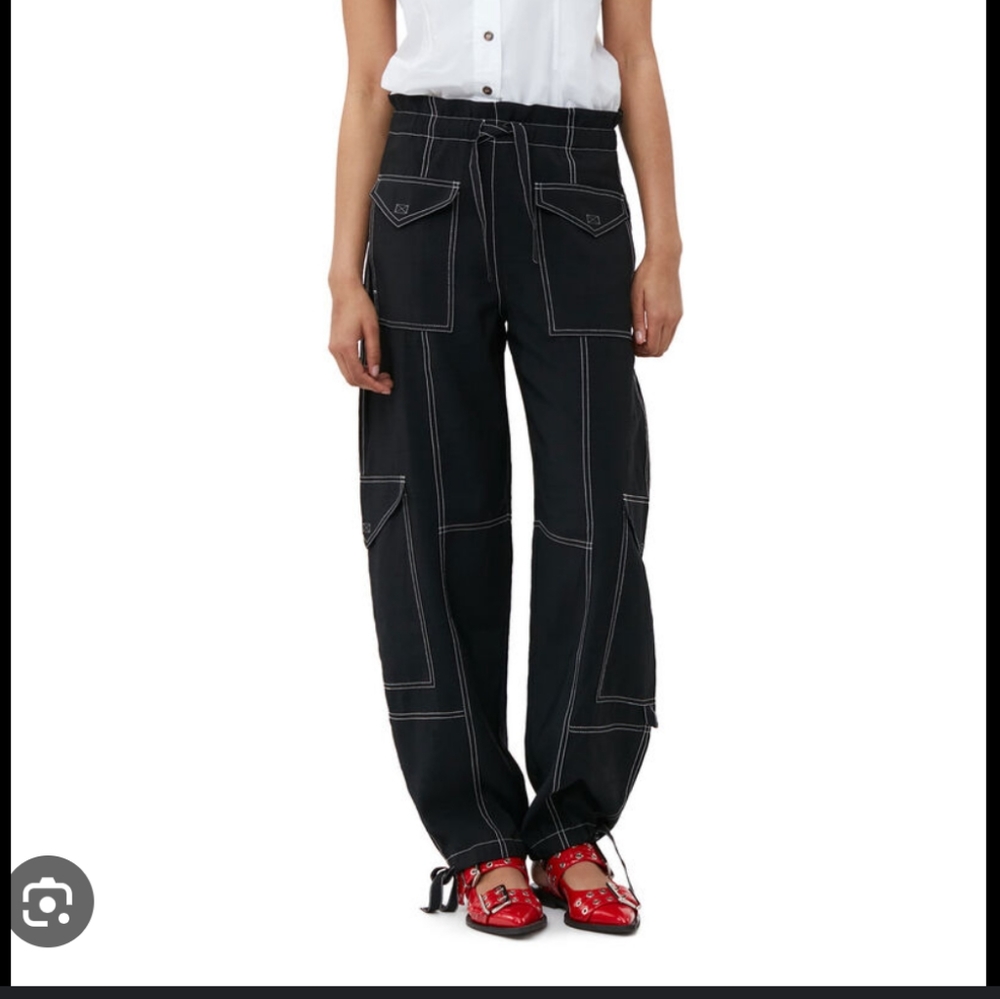 Ganni contrast stitch pants